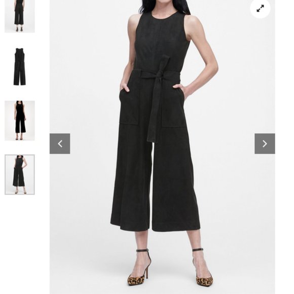 Banana Republic Vegan Faux Suede Wide-Let Jumpsuit 10p - Picture 10 of 11